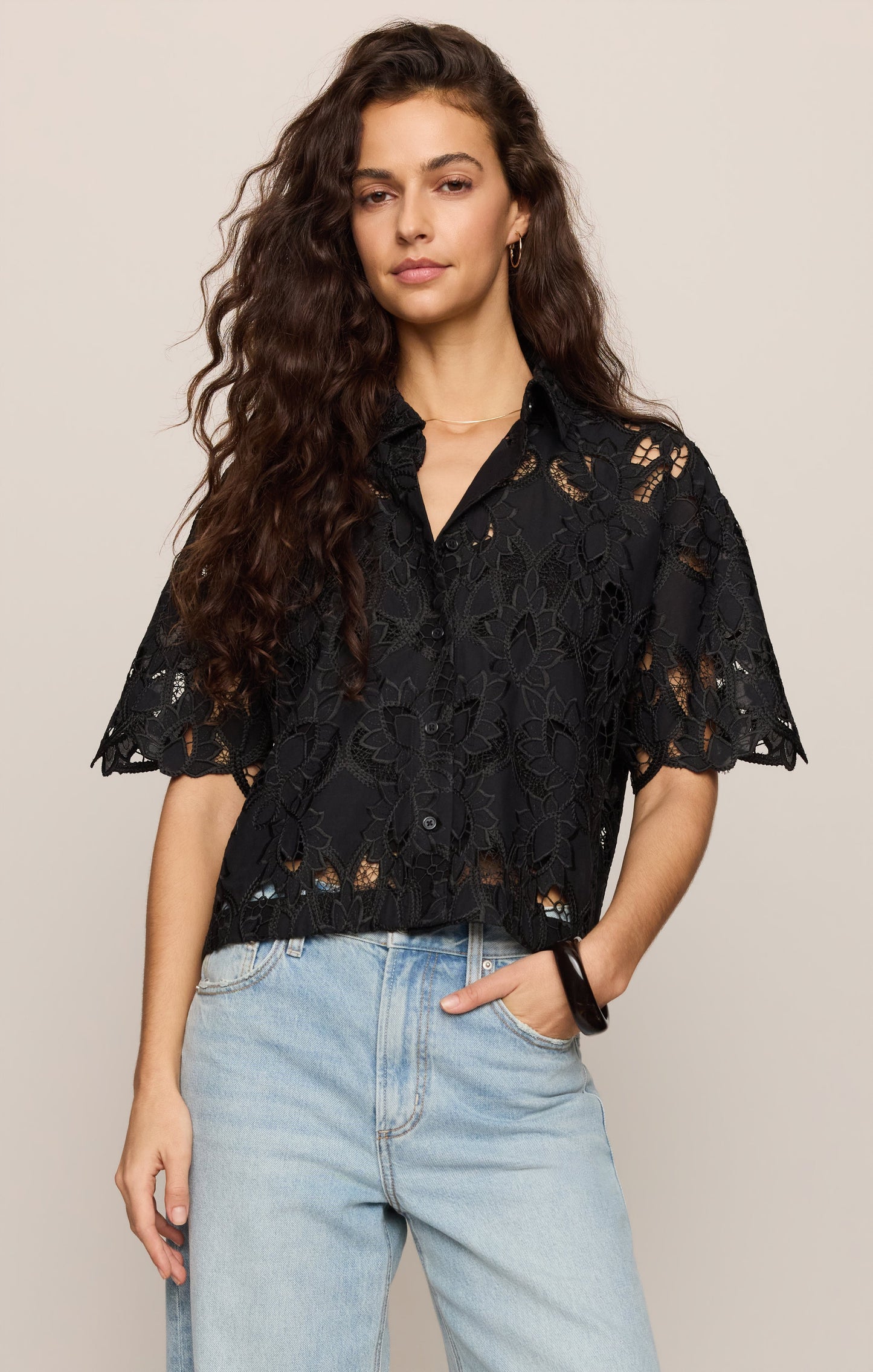 Midnight Embroidered Top