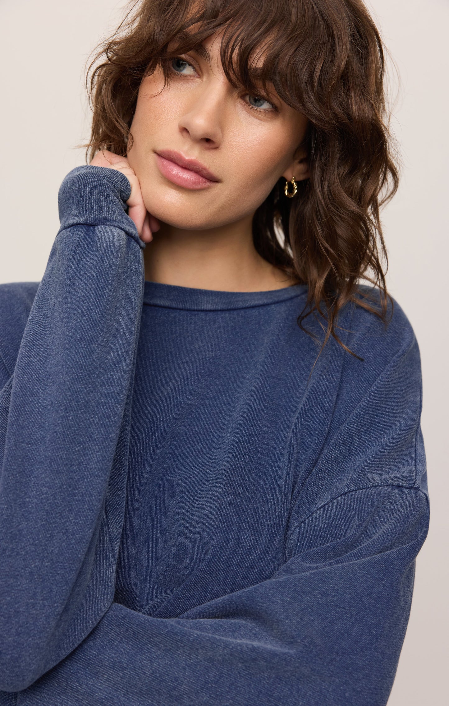Circuit Knit Denim Sweatshirt