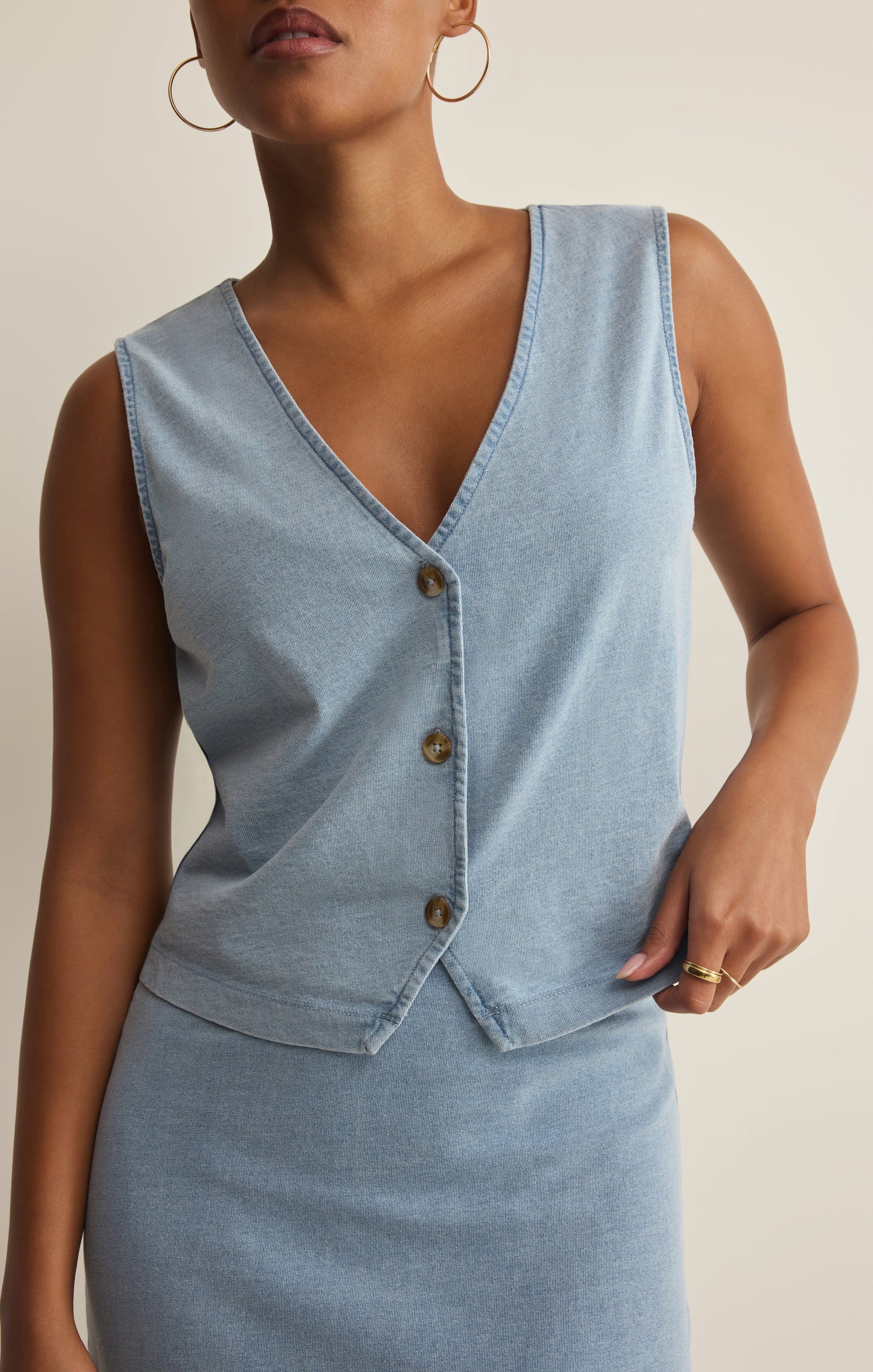 Noelle Jersey Denim Tank