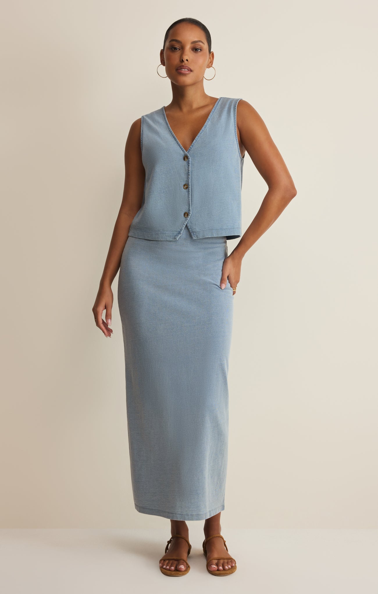 Noelle Jersey Denim Tank