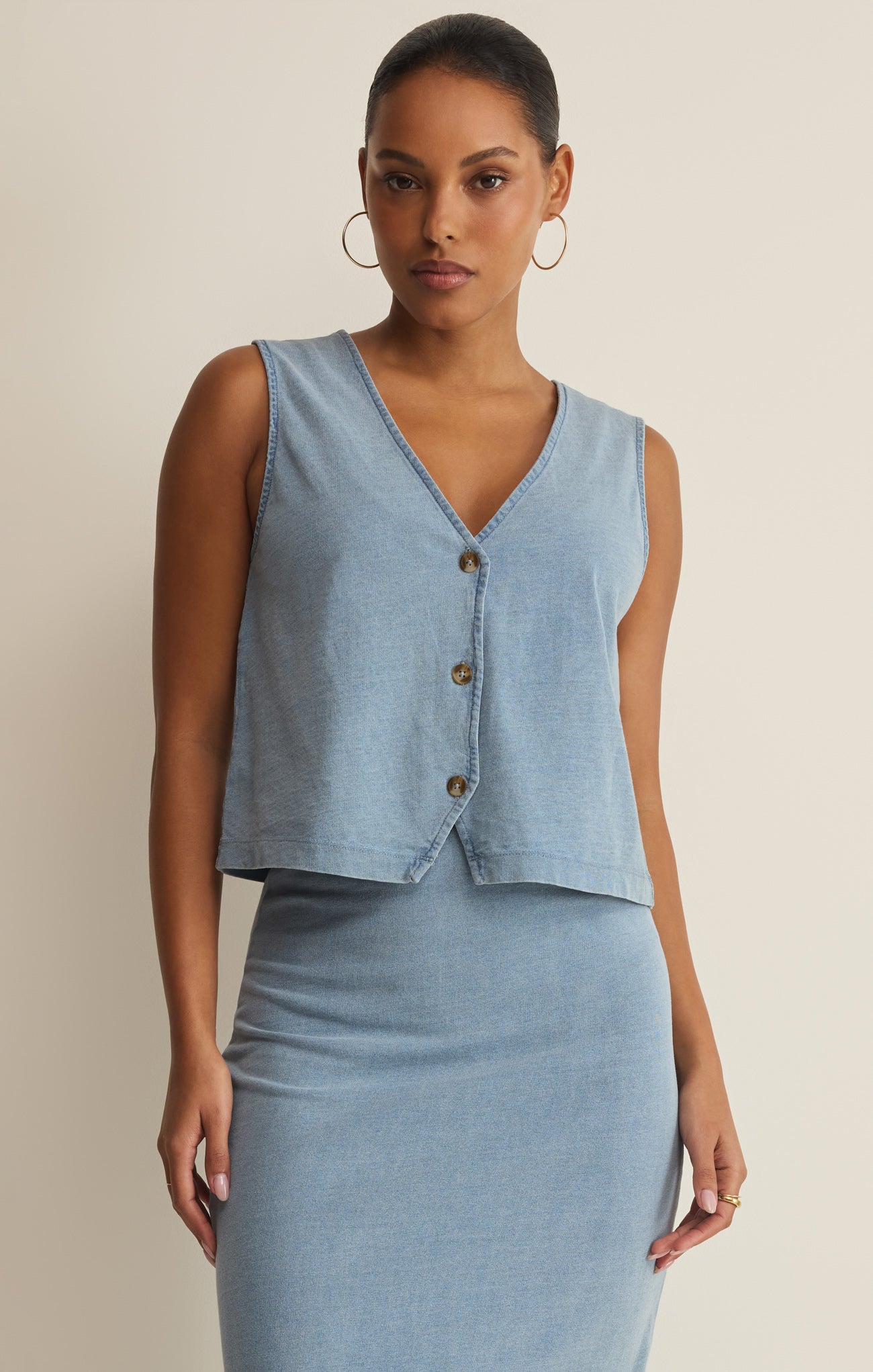 Noelle Jersey Denim Tank