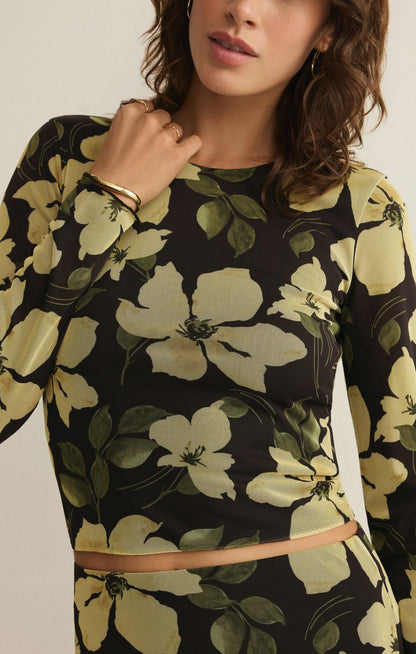 Taysha Ren Floral Mesh Top