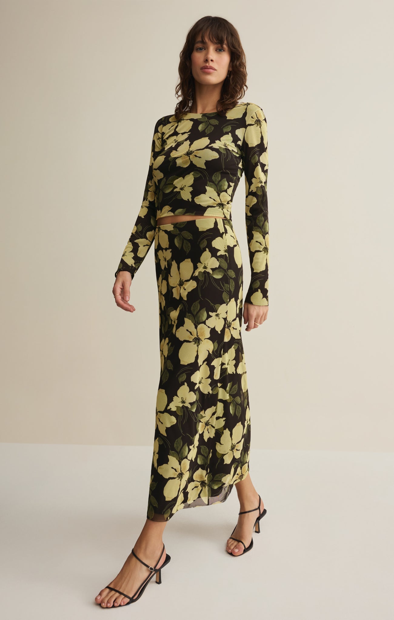 Taysha Ren Floral Mesh Top