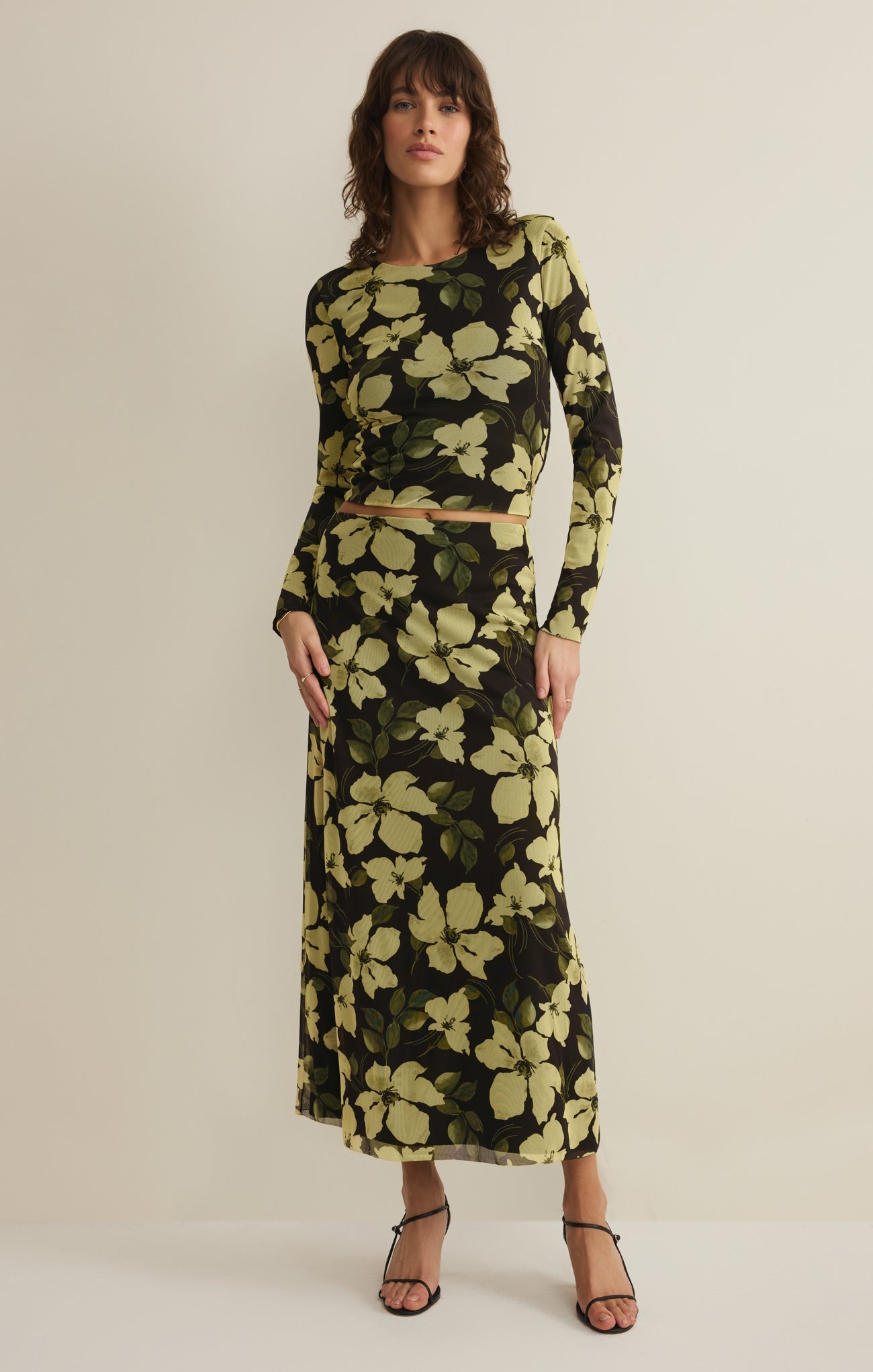 Taysha Ren Floral Mesh Top