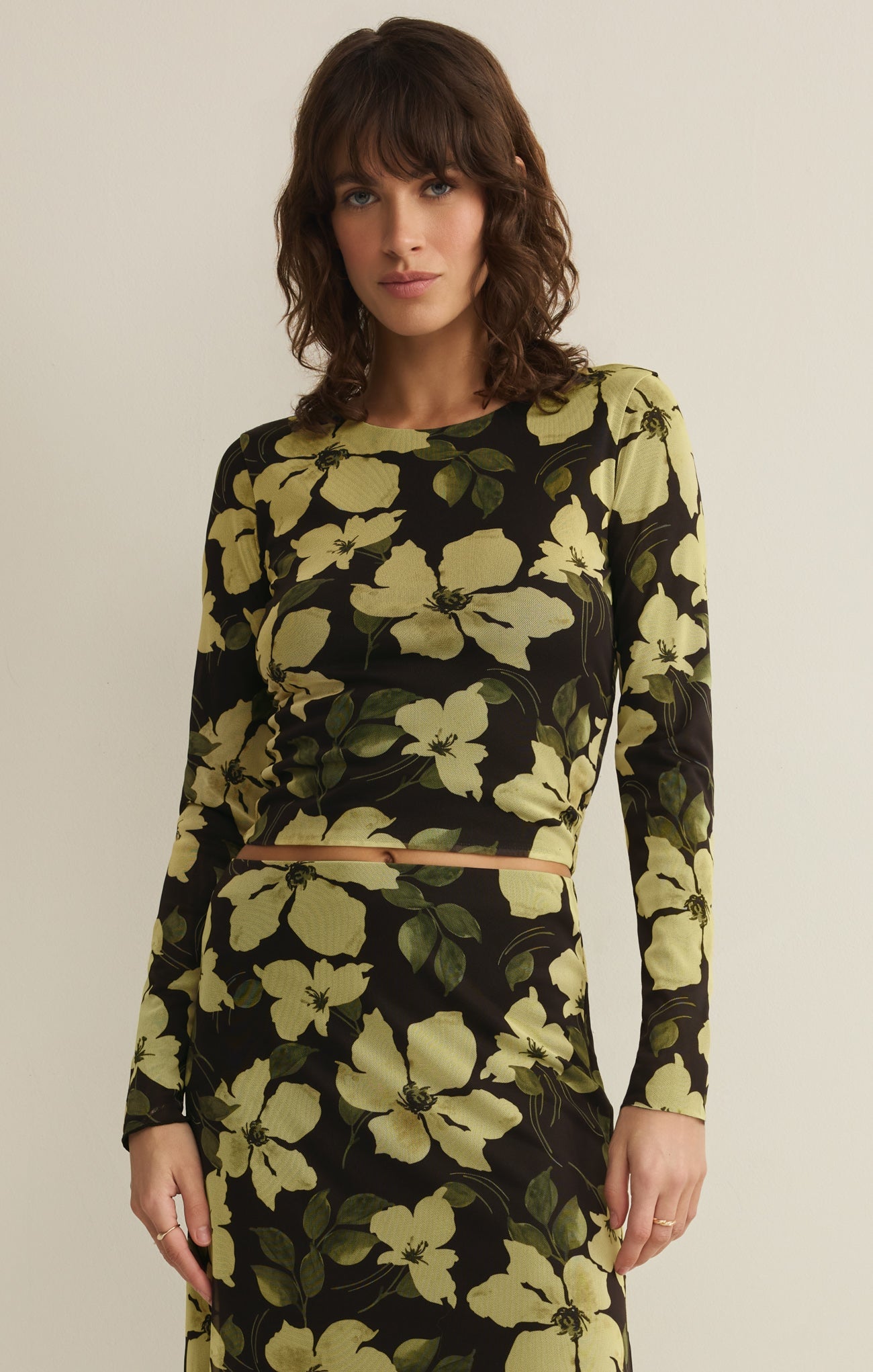Taysha Ren Floral Mesh Top