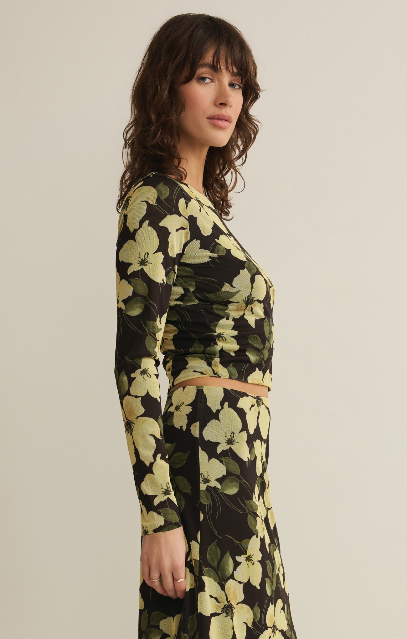 Taysha Ren Floral Mesh Top