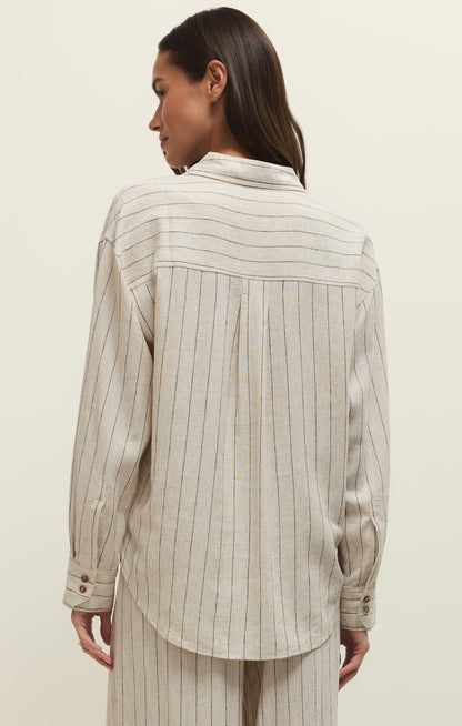 Alfie Striped Linen Button Up