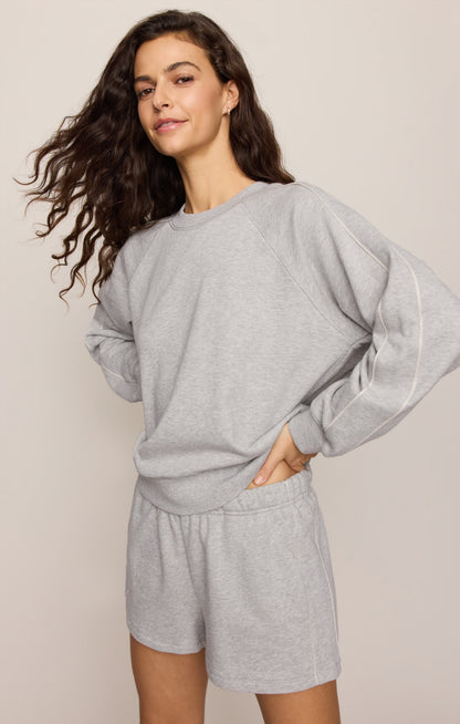 Sport Stripe Boyfriend Knit Terry Sweatshirt