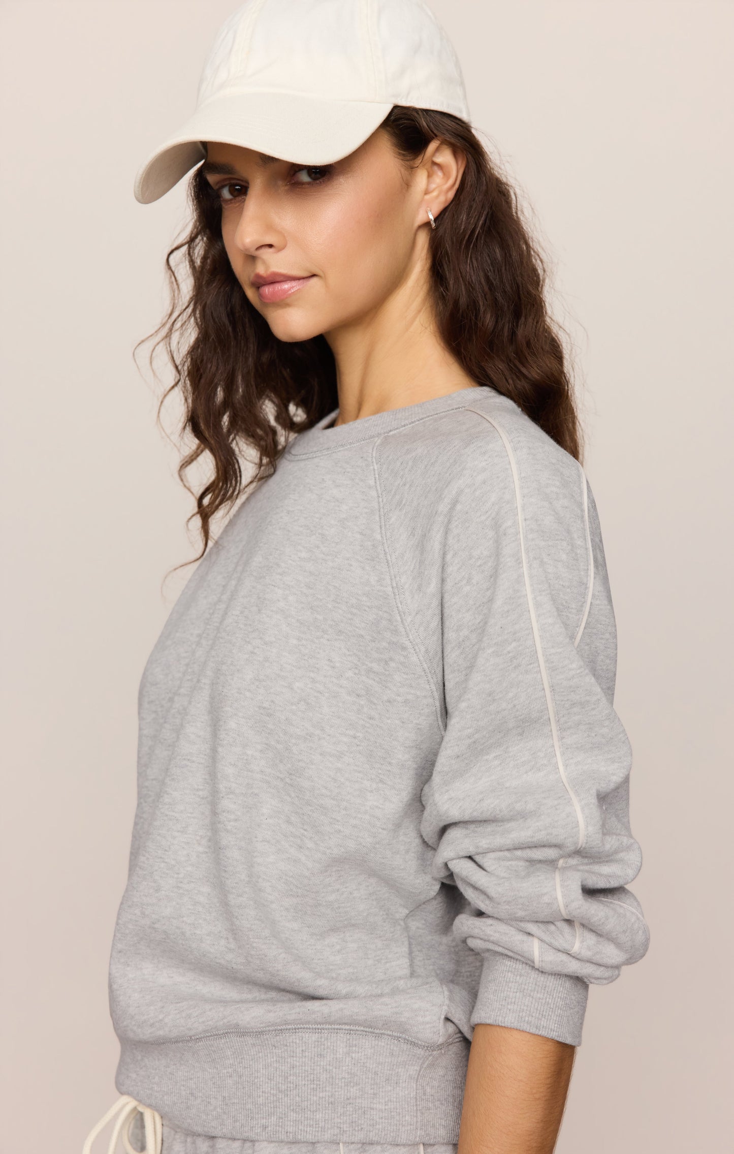 Sport Stripe Boyfriend Knit Terry Sweatshirt