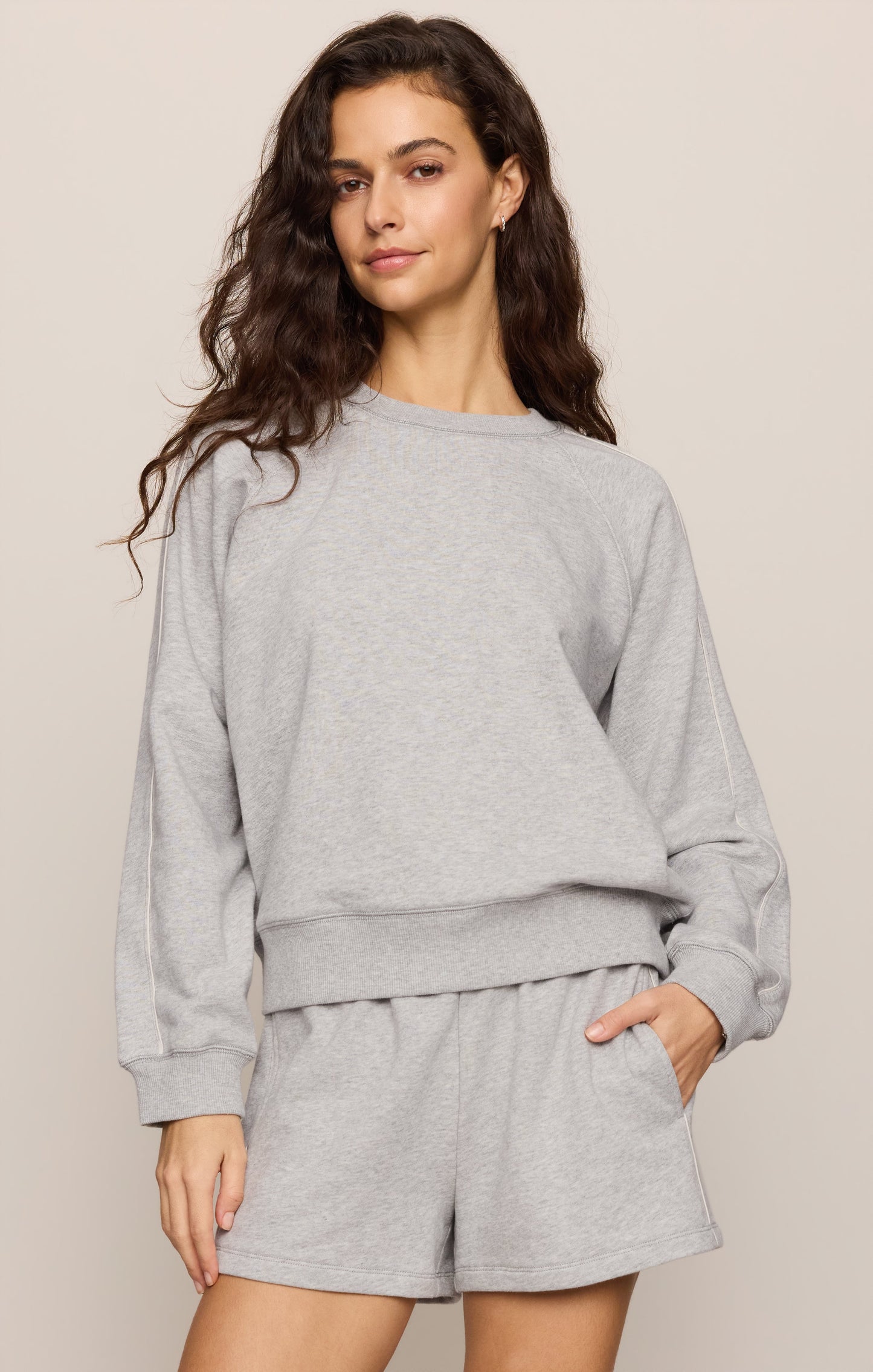 Sport Stripe Boyfriend Knit Terry Sweatshirt