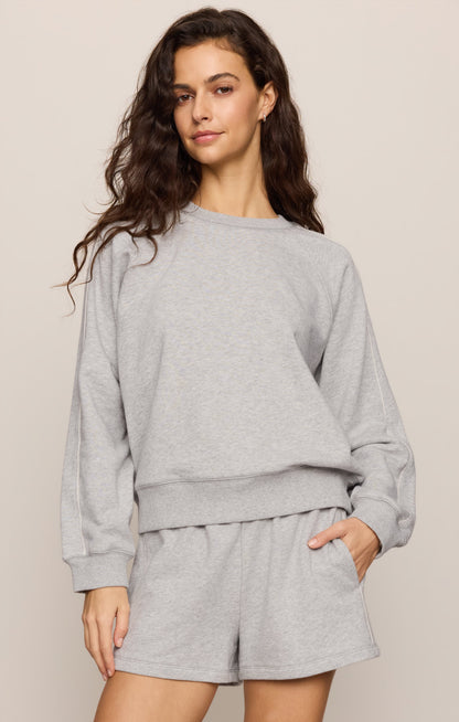 Sport Stripe Boyfriend Knit Terry Sweatshirt