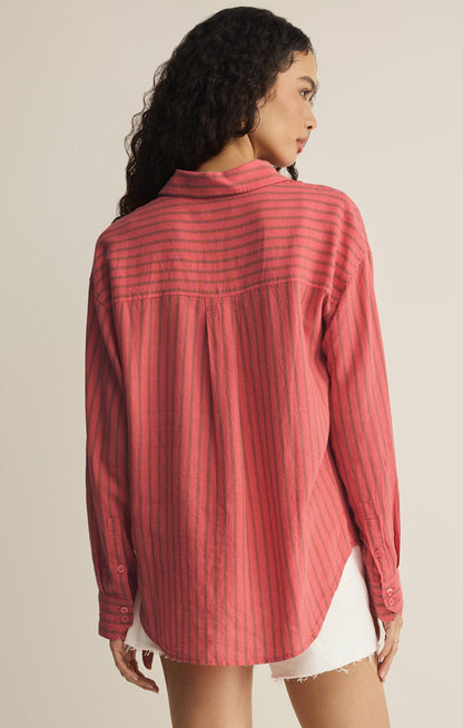 The Perfect Striped Linen Button Up