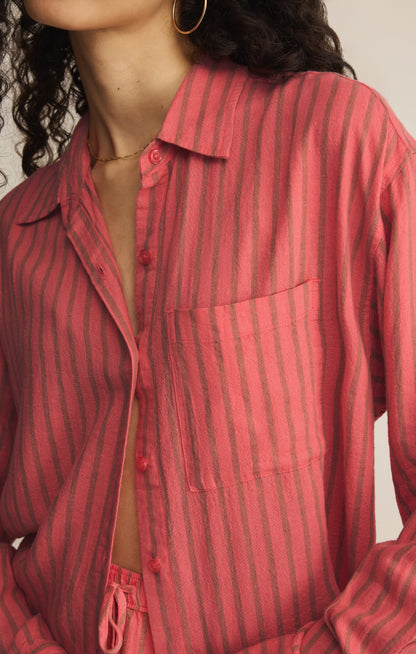 The Perfect Striped Linen Button Up