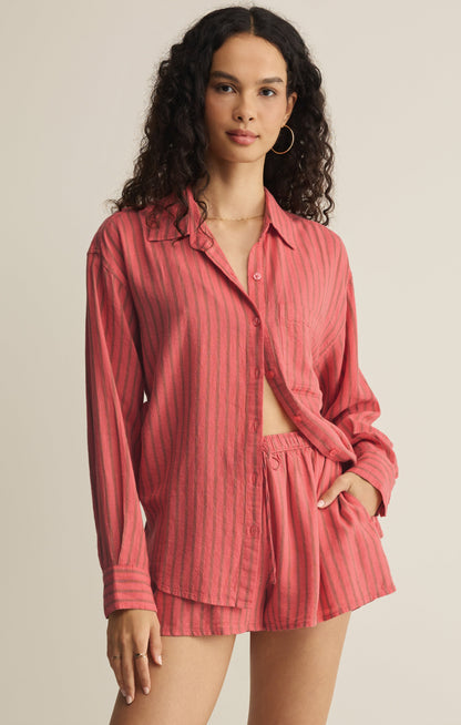 The Perfect Striped Linen Button Up