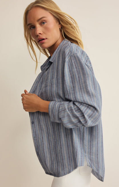 The Perfect Striped Linen Button Up
