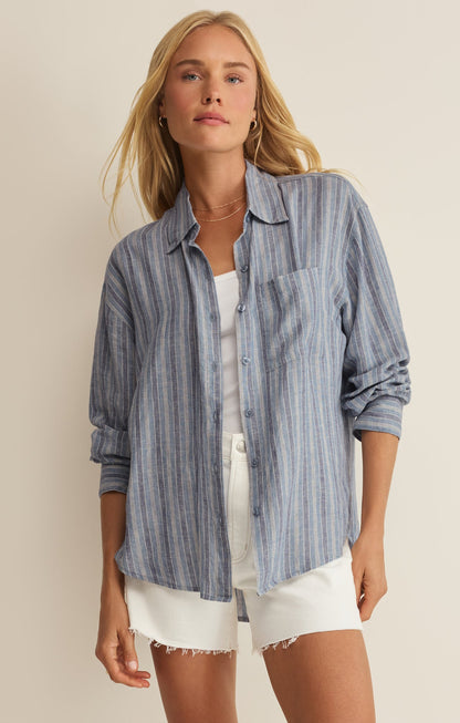 The Perfect Striped Linen Button Up