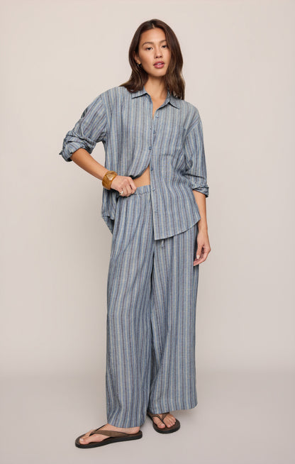 The Perfect Striped Linen Button Up