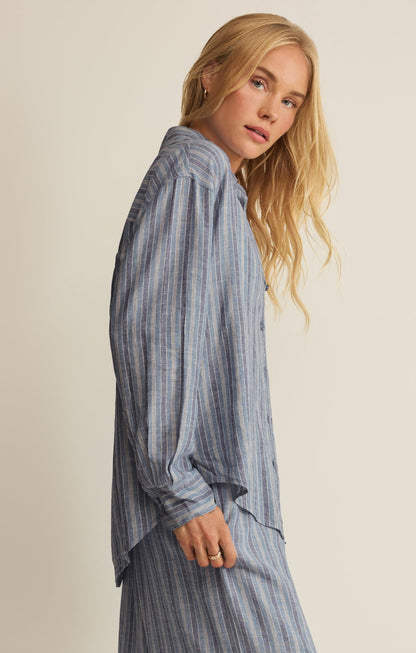 The Perfect Striped Linen Button Up