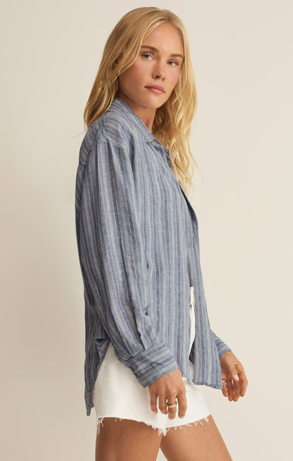 The Perfect Striped Linen Button Up