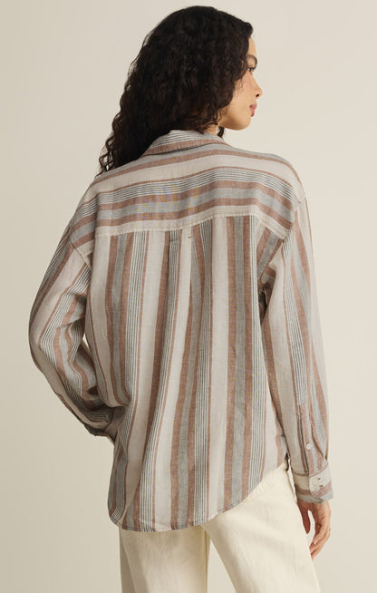 The Perfect Striped Linen Button Up