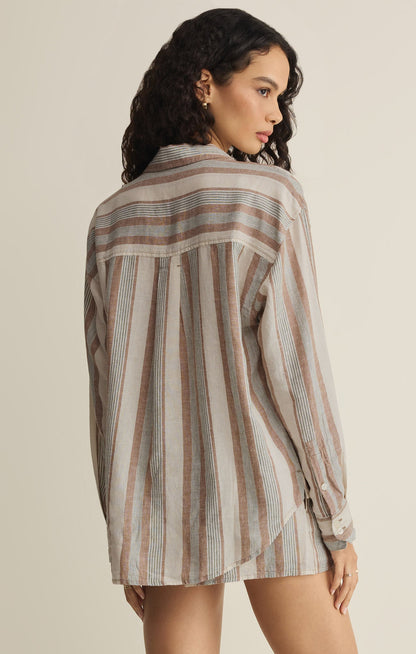The Perfect Striped Linen Button Up