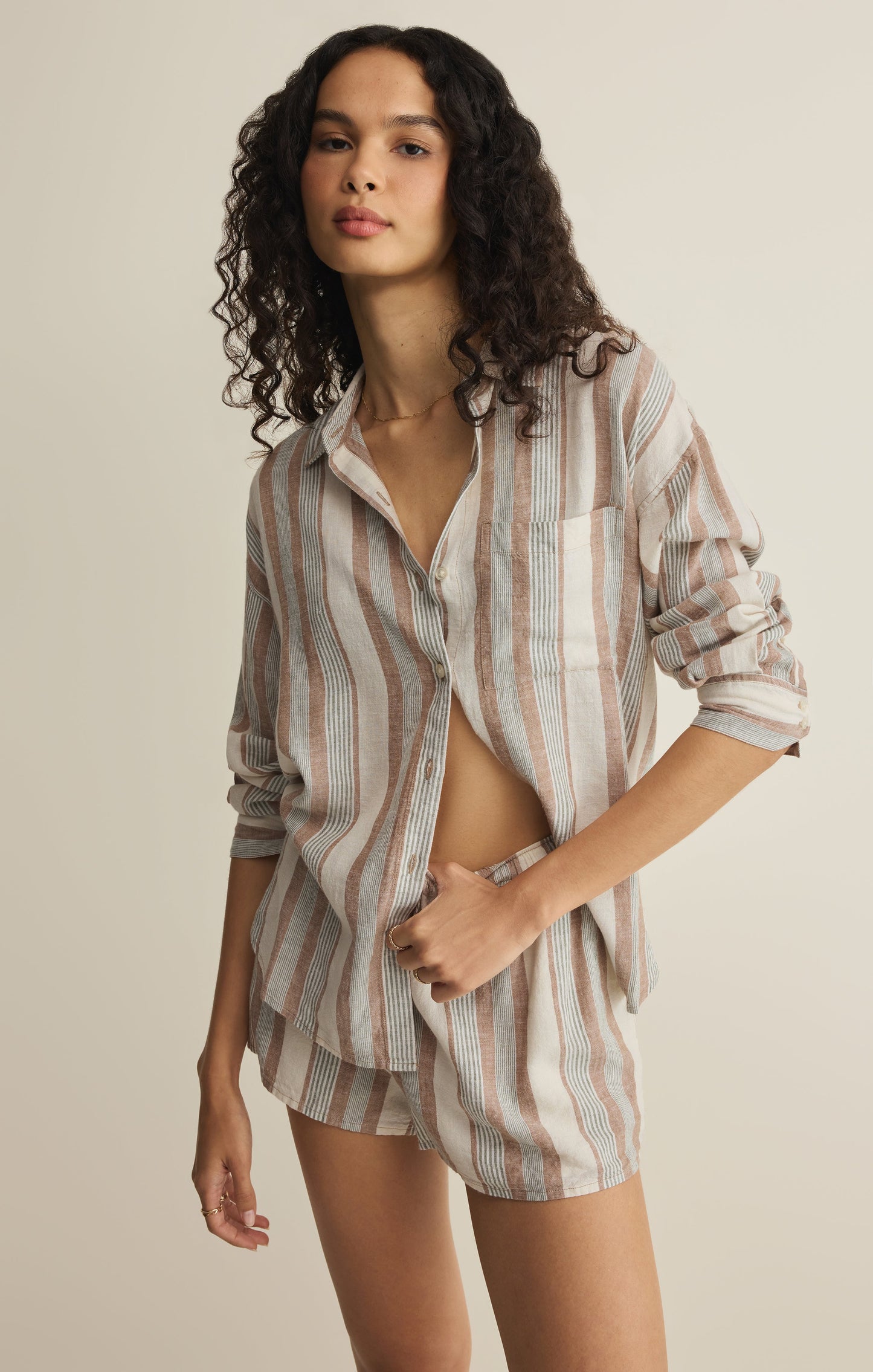 The Perfect Striped Linen Button Up