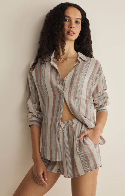 The Perfect Striped Linen Button Up