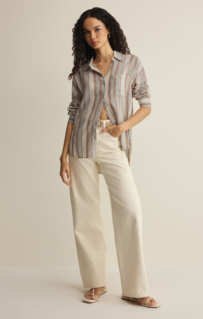 The Perfect Striped Linen Button Up