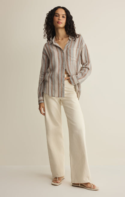 The Perfect Striped Linen Button Up