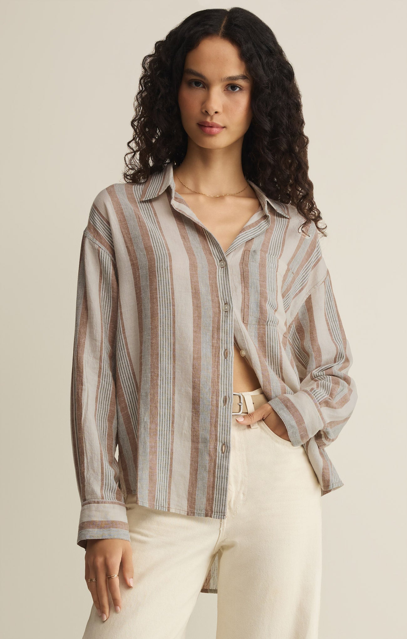 The Perfect Striped Linen Button Up