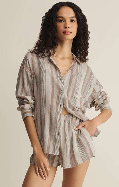The Perfect Striped Linen Button Up