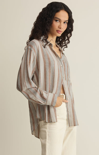 The Perfect Striped Linen Button Up