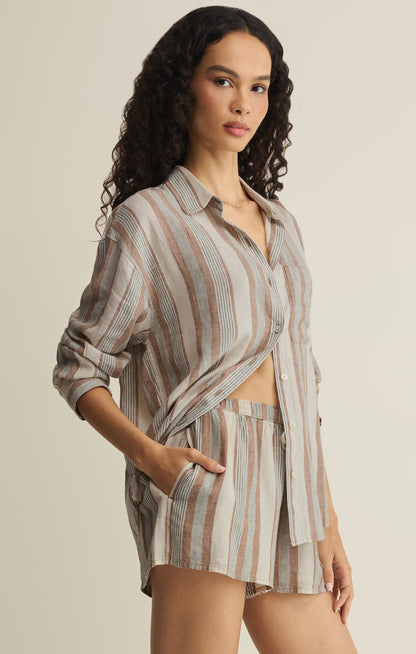 The Perfect Striped Linen Button Up
