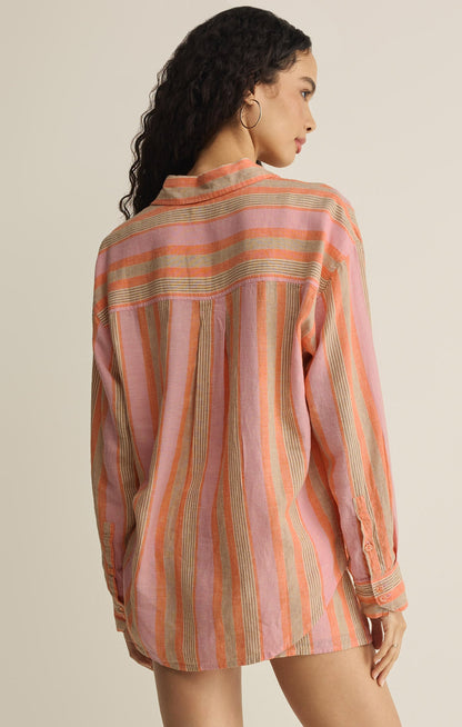 The Perfect Striped Linen Button Up