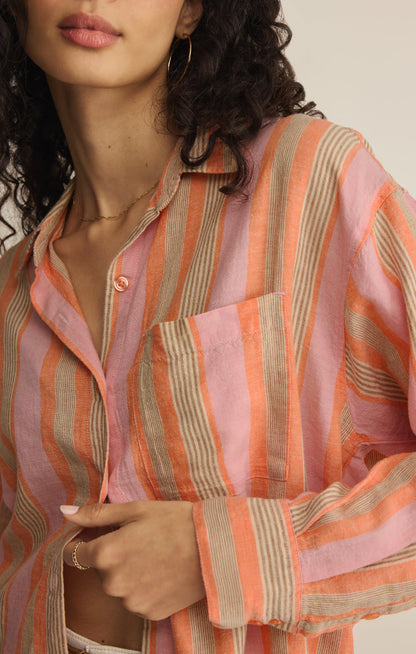 The Perfect Striped Linen Button Up