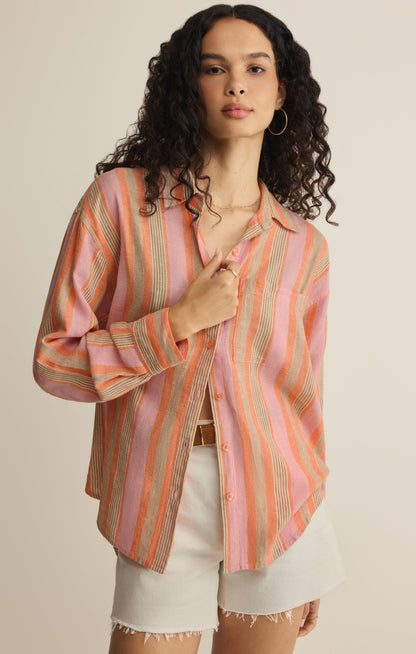 The Perfect Striped Linen Button Up
