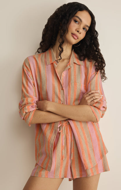 The Perfect Striped Linen Button Up