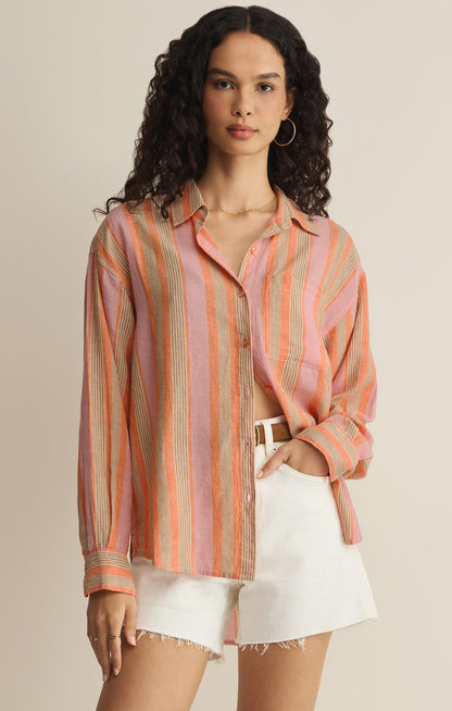The Perfect Striped Linen Button Up