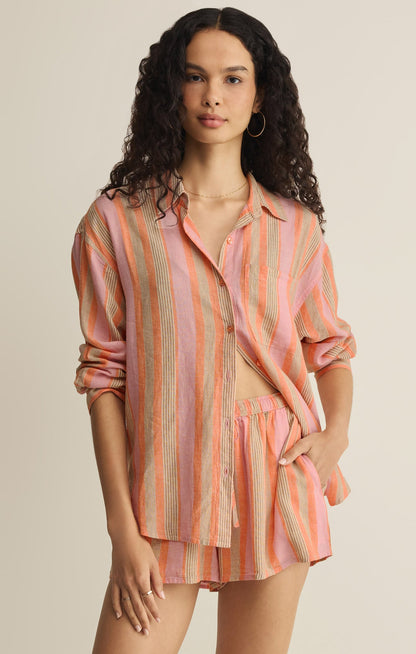 The Perfect Striped Linen Button Up