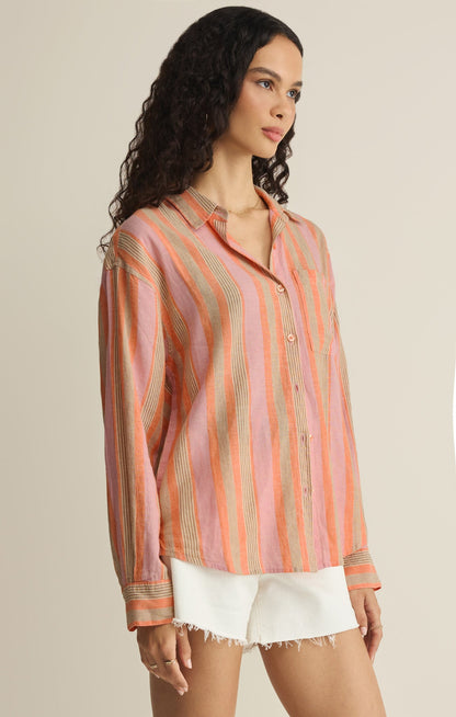 The Perfect Striped Linen Button Up