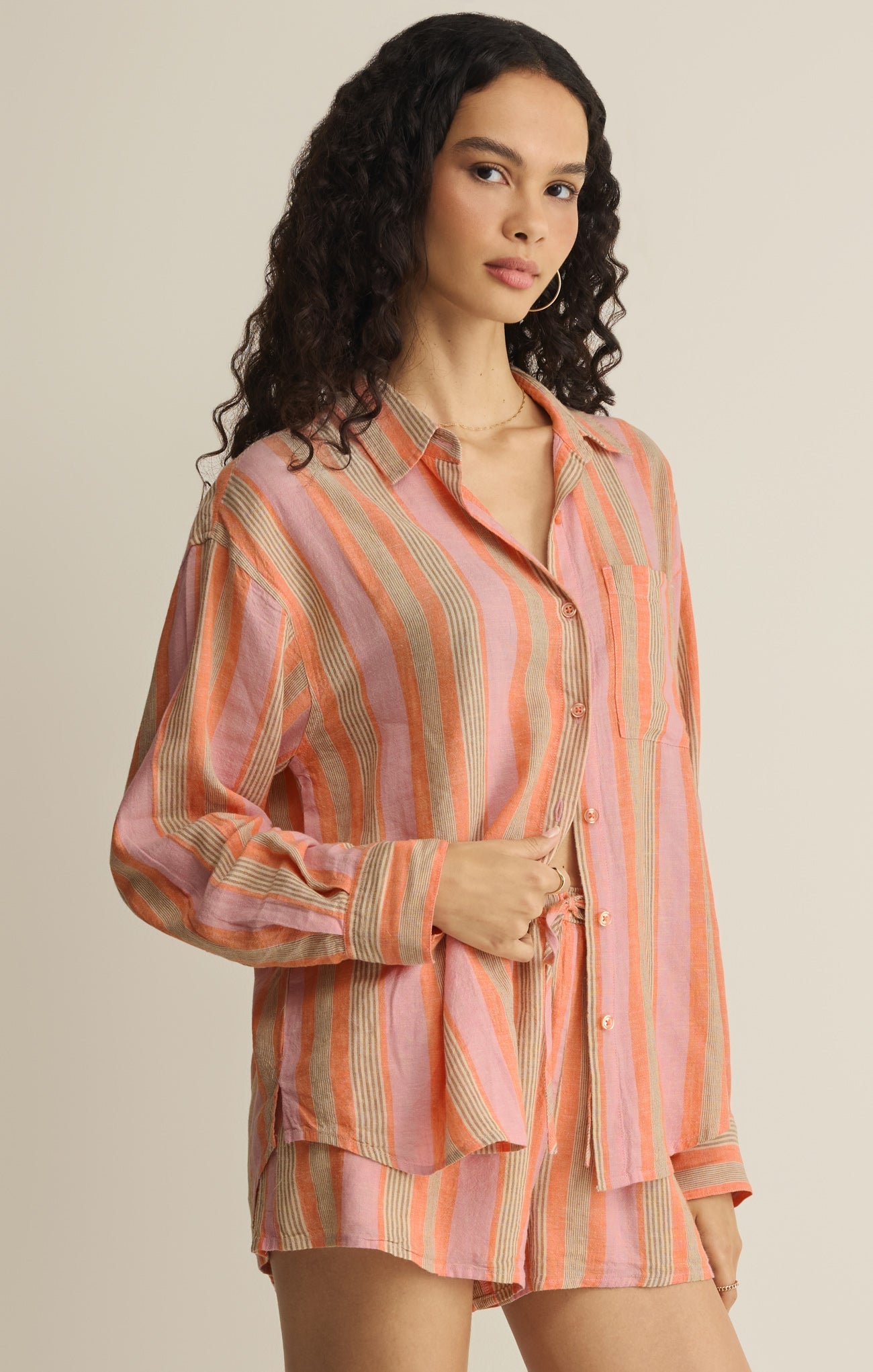 The Perfect Striped Linen Button Up