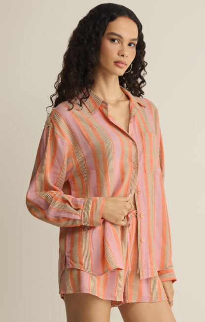The Perfect Striped Linen Button Up