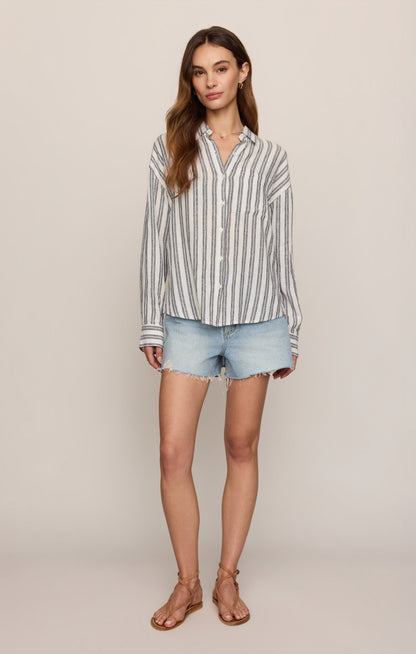The Perfect Striped Linen Button Up