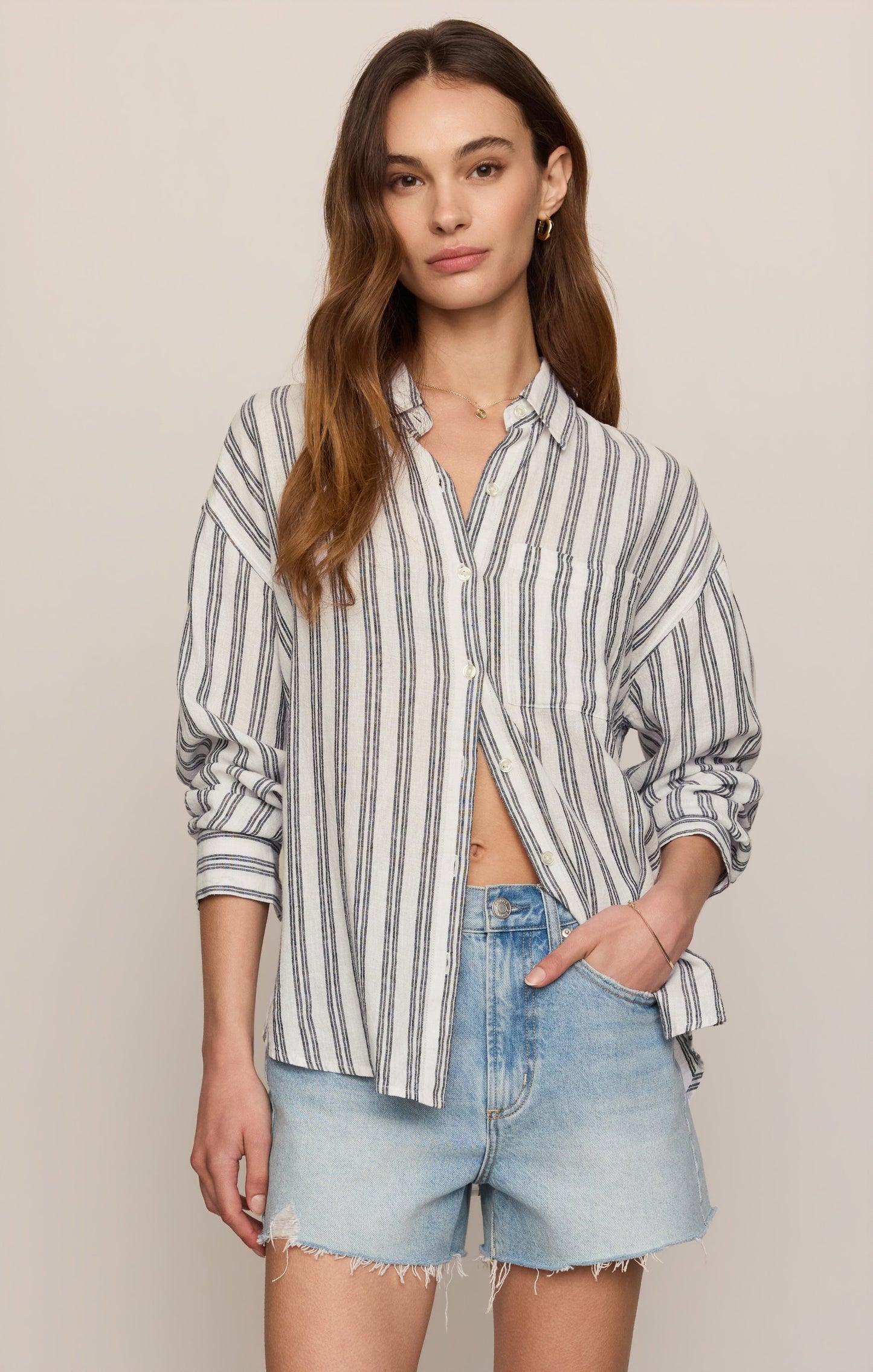 The Perfect Striped Linen Button Up