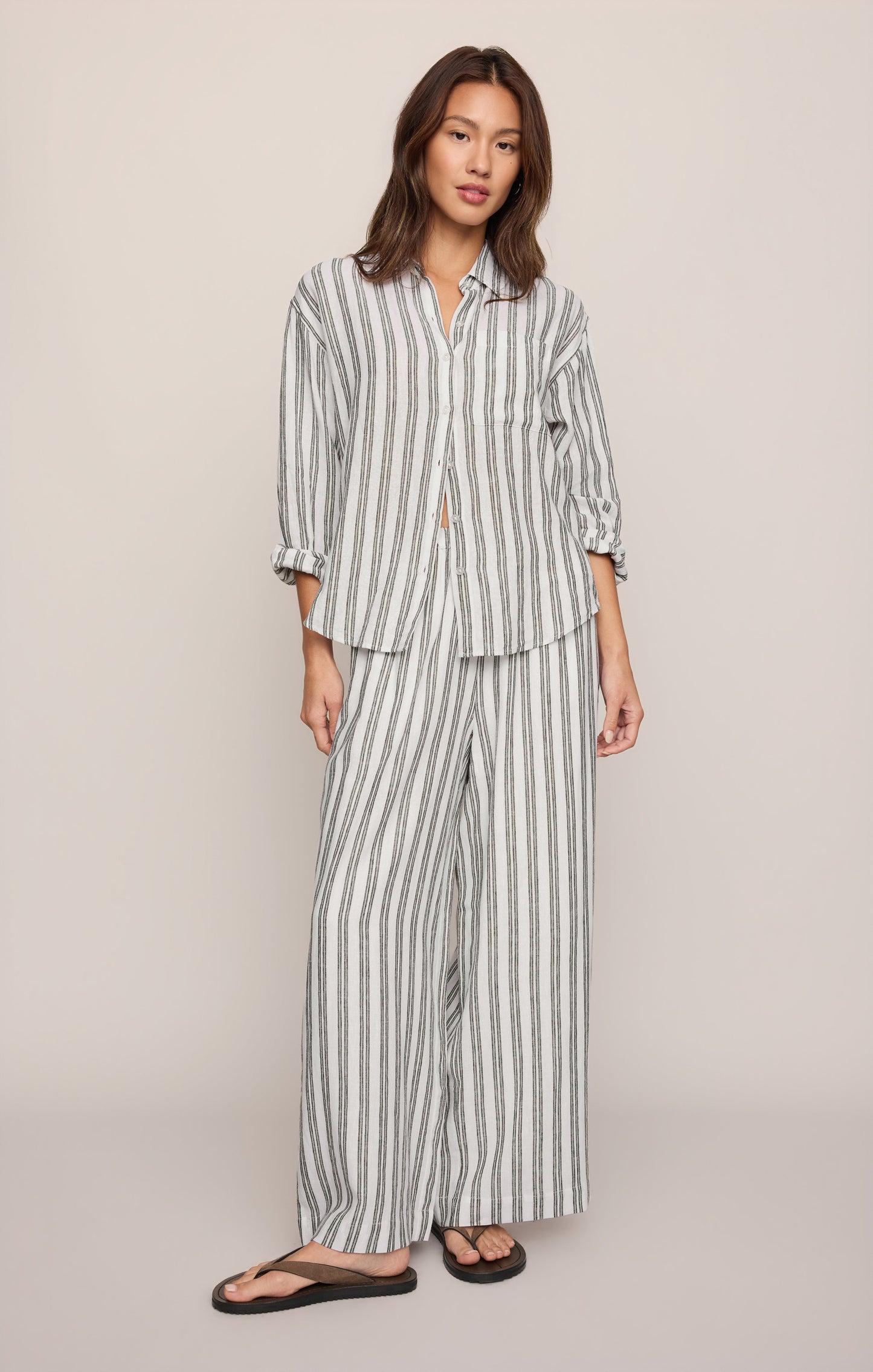 The Perfect Striped Linen Button Up