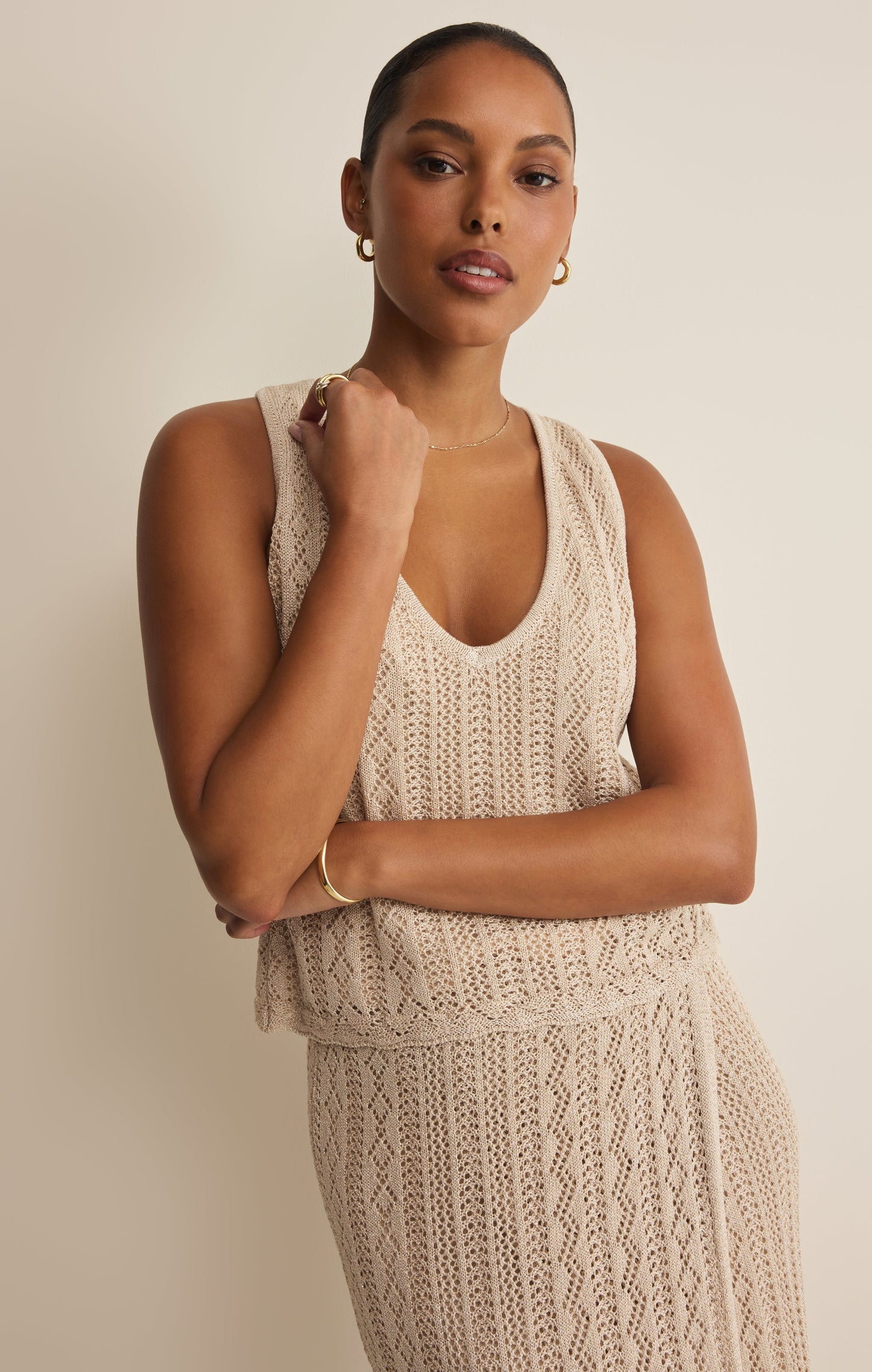 Glimmer Pointelle Tank