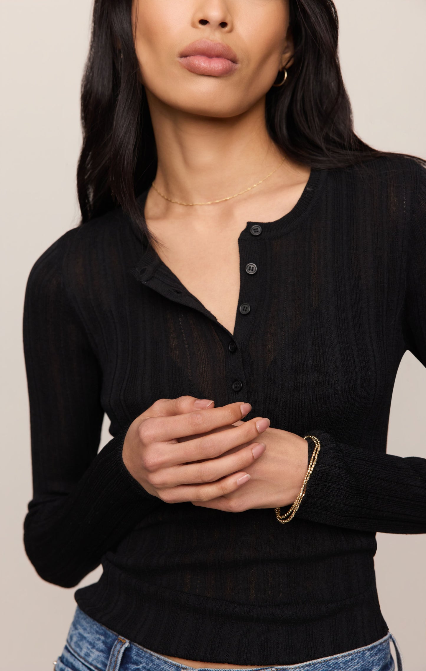 Rowena Fine Knit Henley