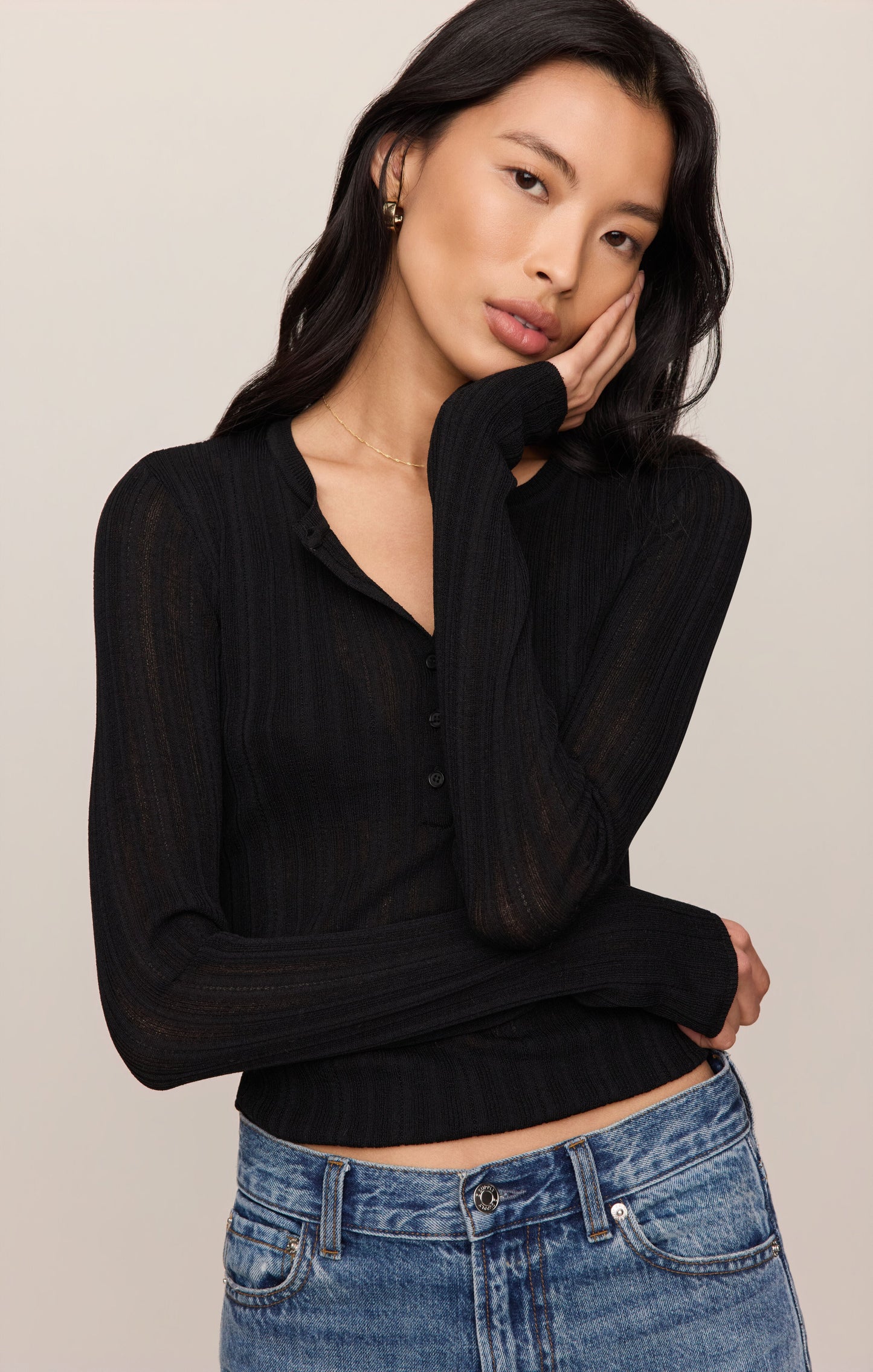 Rowena Fine Knit Henley