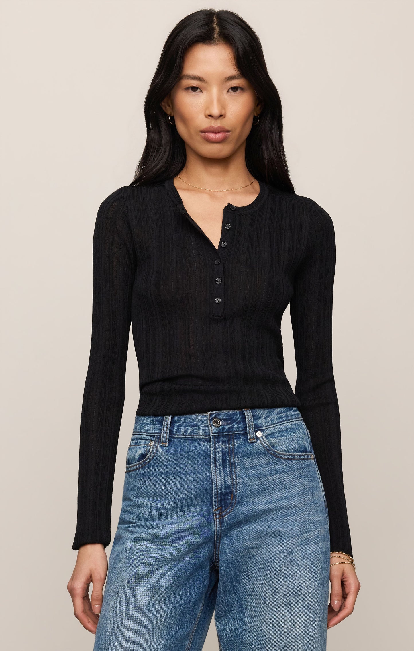 Rowena Fine Knit Henley