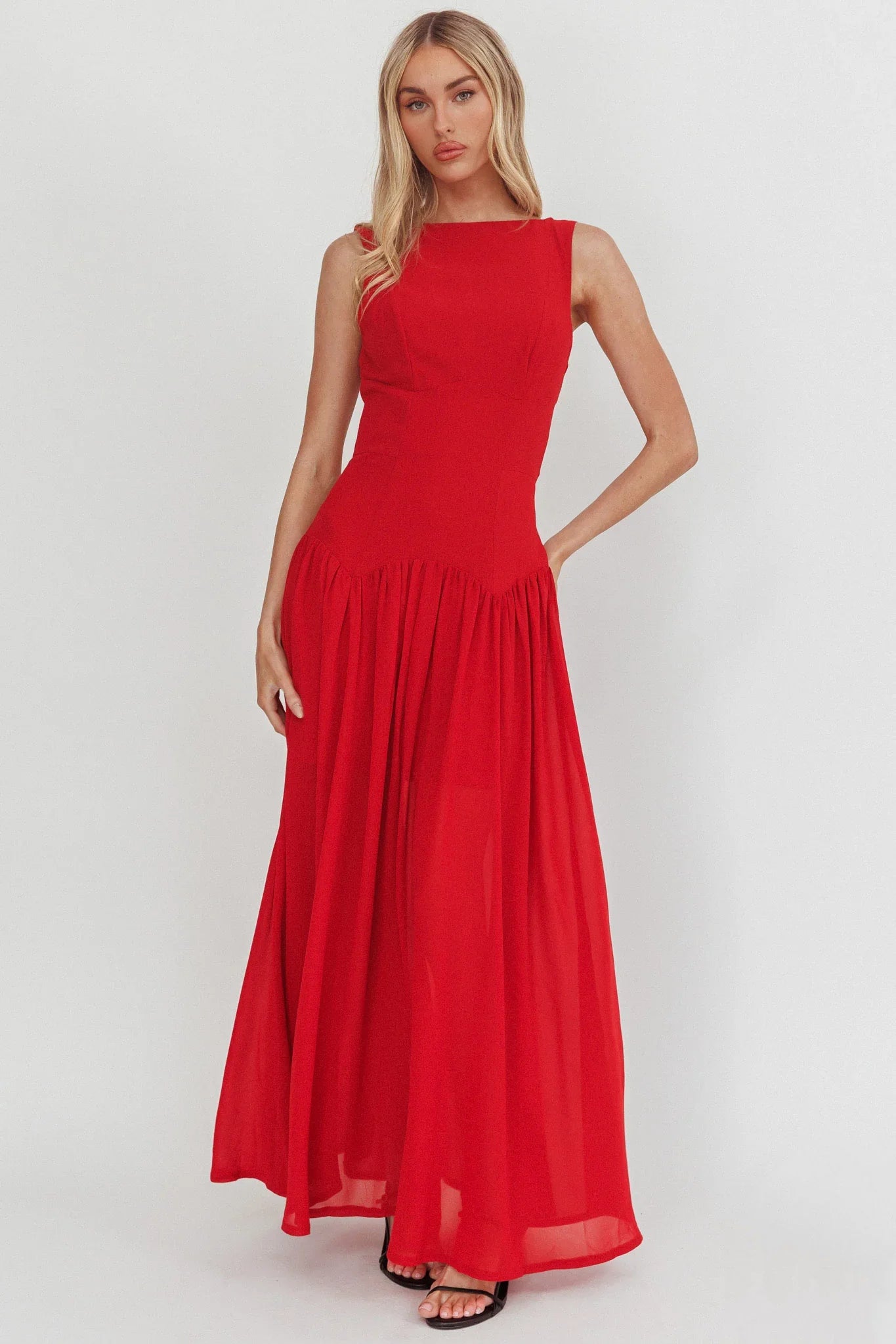 Opulent Low Back Maxi Dress Red